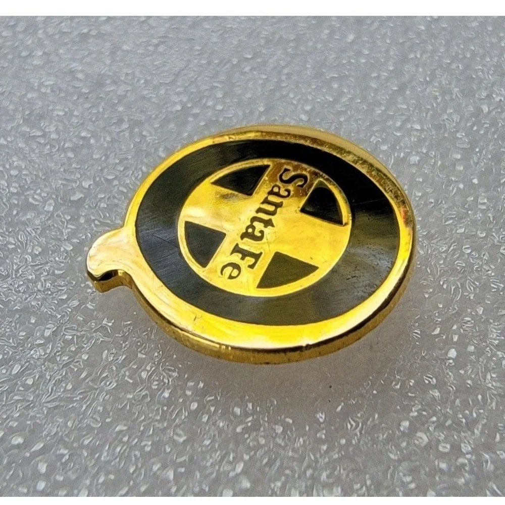 Vintage Santa Fe Railway Lapel Pin Gold Black Enamel Railroad Logo Service Award